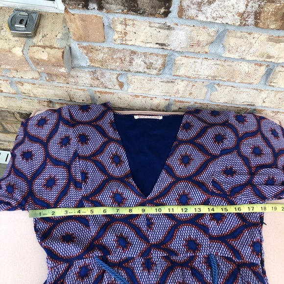 Banjanan Cotton Blue Red Pink V Neckl Pockets Lined Maxi Dress L More Like S/M - Picture 10 of 16